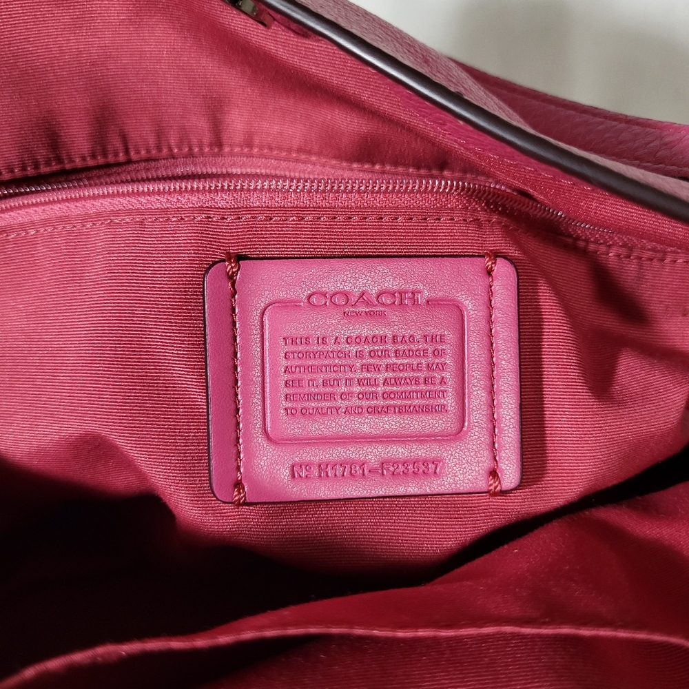 COACH Lexy Rouge Pink Pebbled Leather Shoulder Bag - Picture 10 of 14